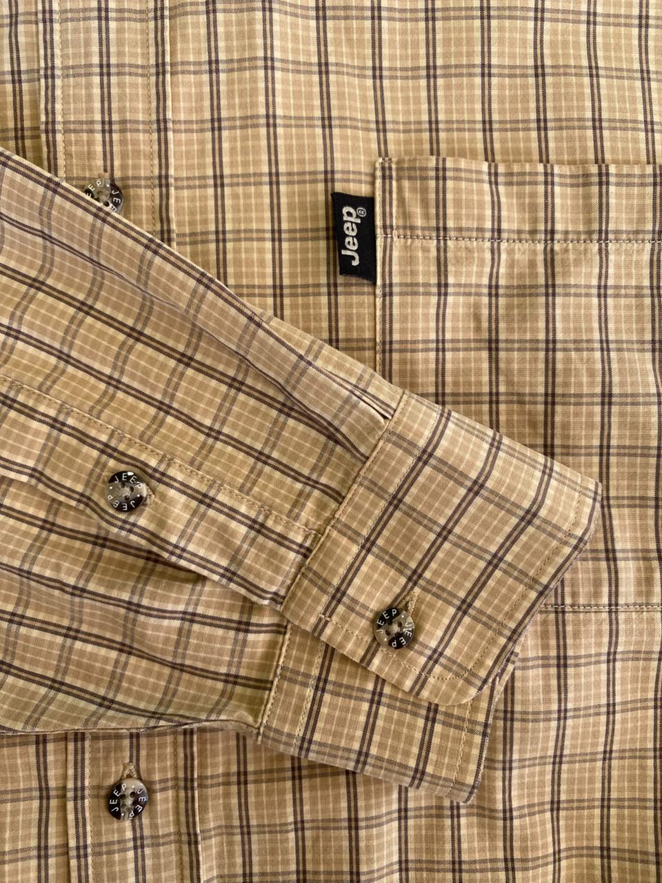 Jeep Beige Check Long-Sleeve Shirt