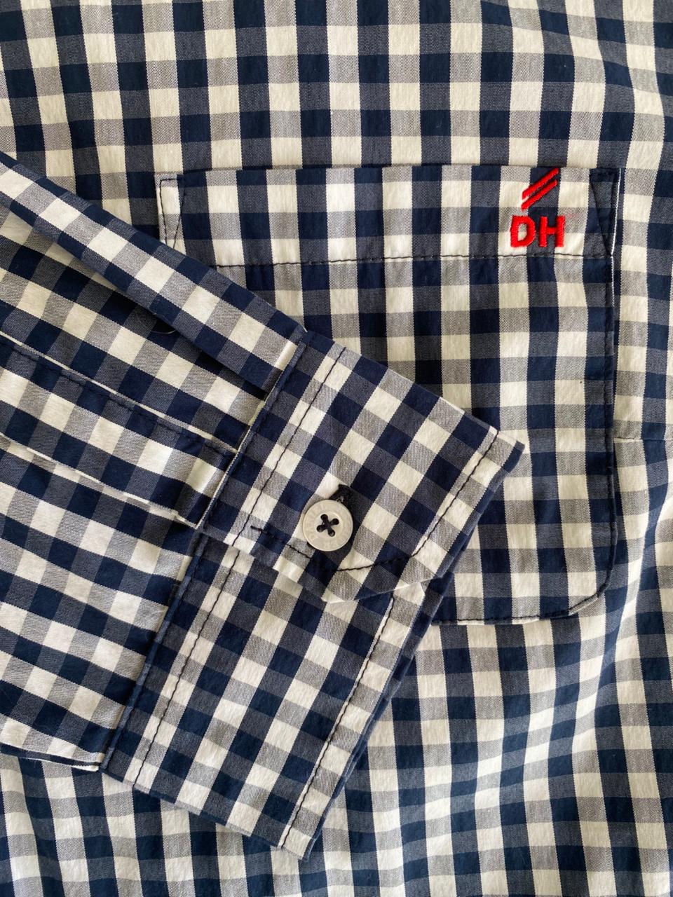 Navy & White Gingham Check Button Shirt