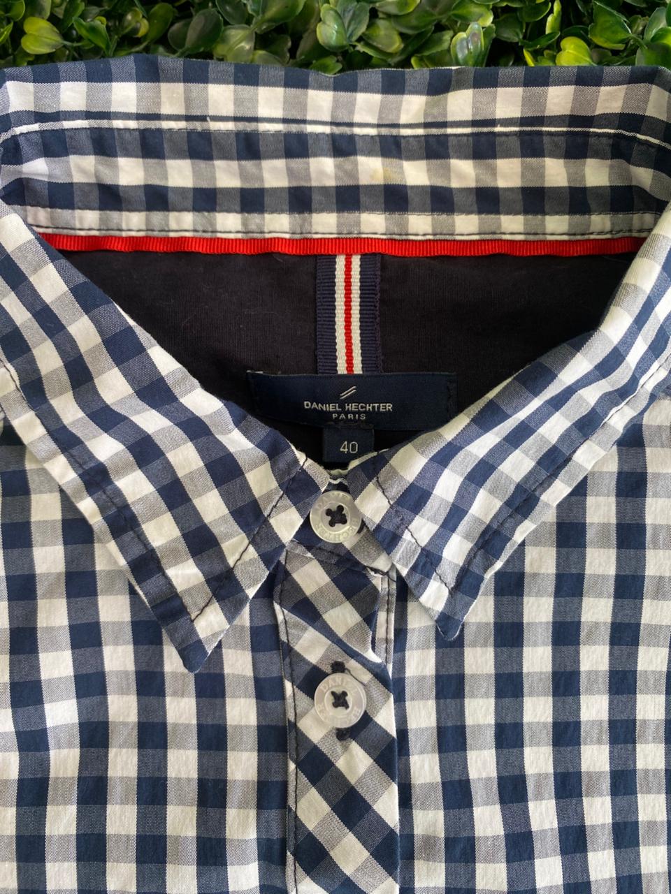 Navy & White Gingham Check Button Shirt