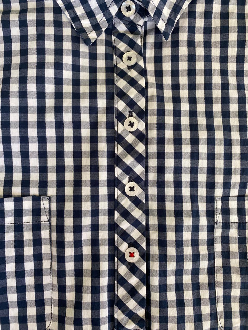 Navy & White Gingham Check Button Shirt