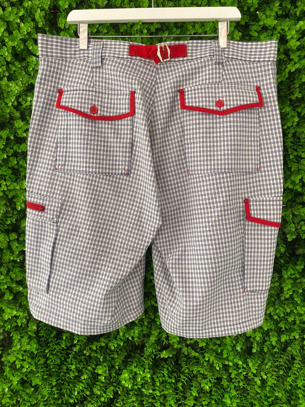 White Check Cargo Shorts