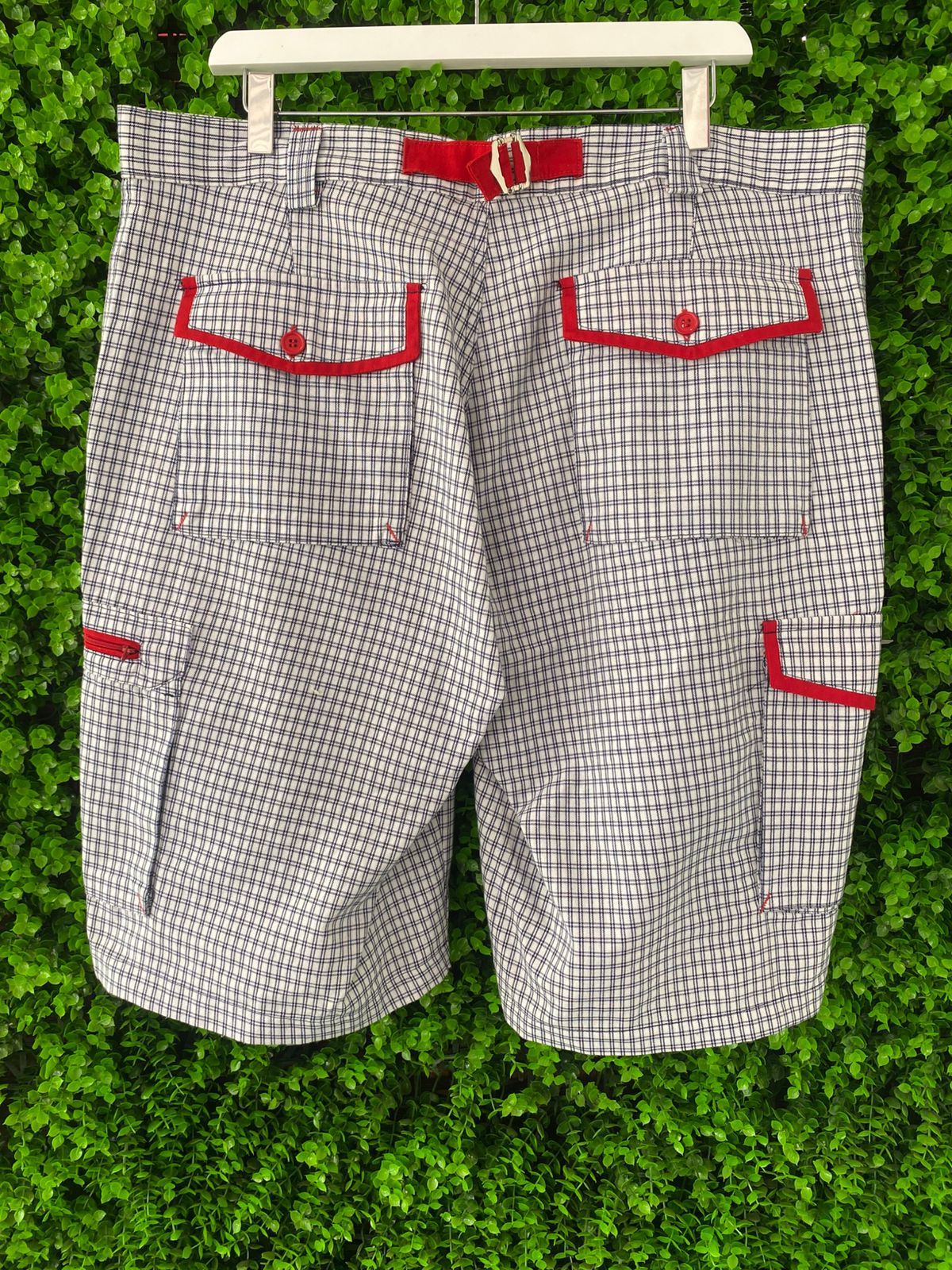 White Check Cargo Shorts