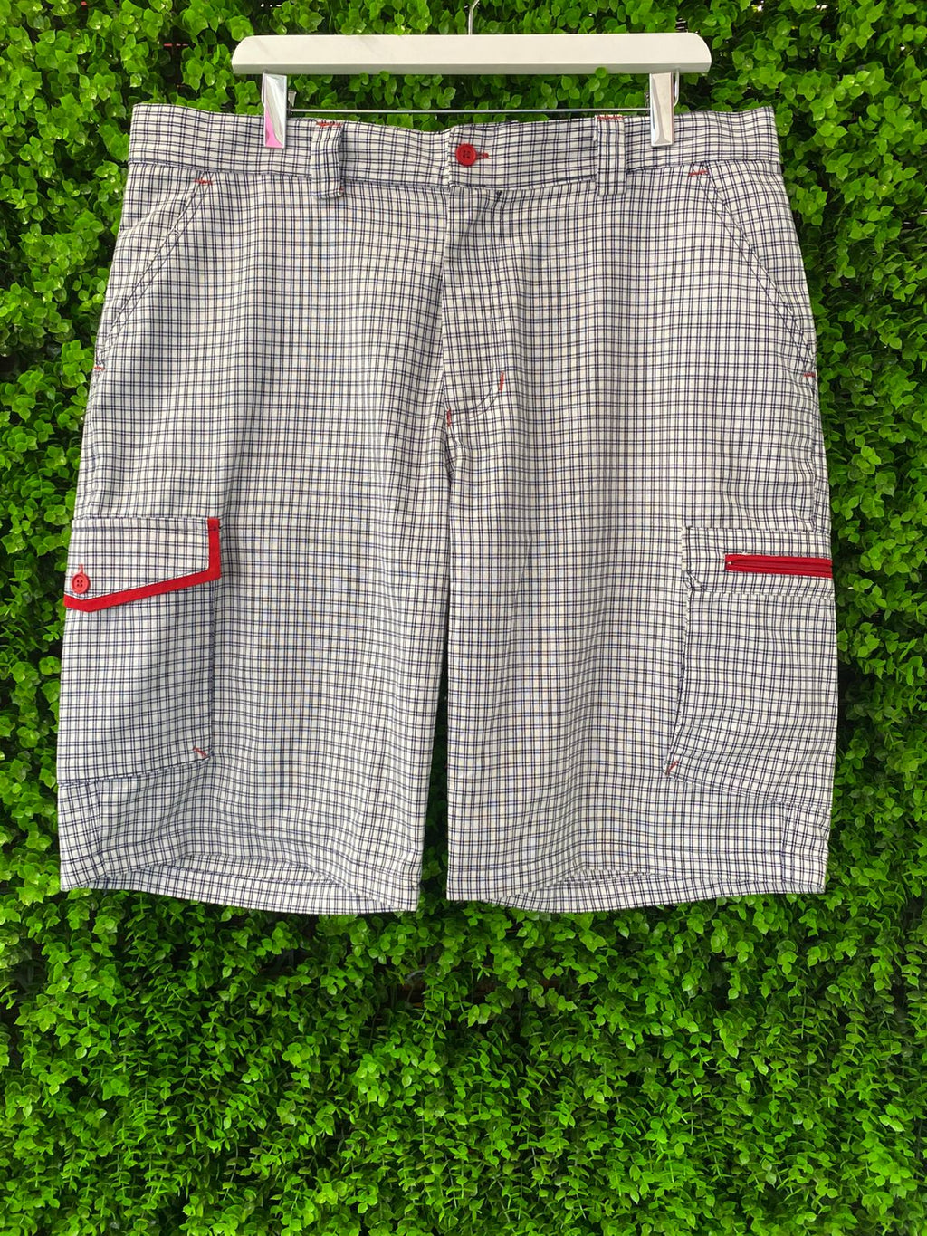 White Check Cargo Shorts