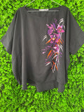 Black Floral Print Boxy Blouse