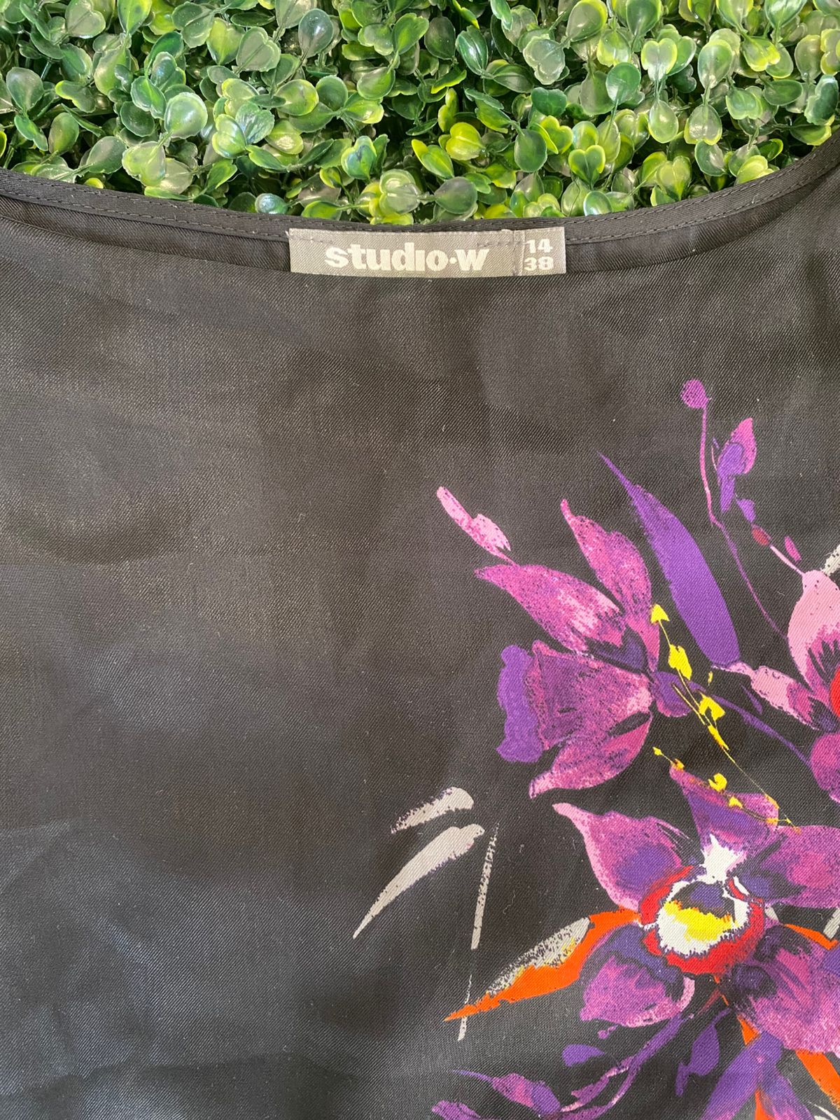 Black Floral Print Boxy Blouse