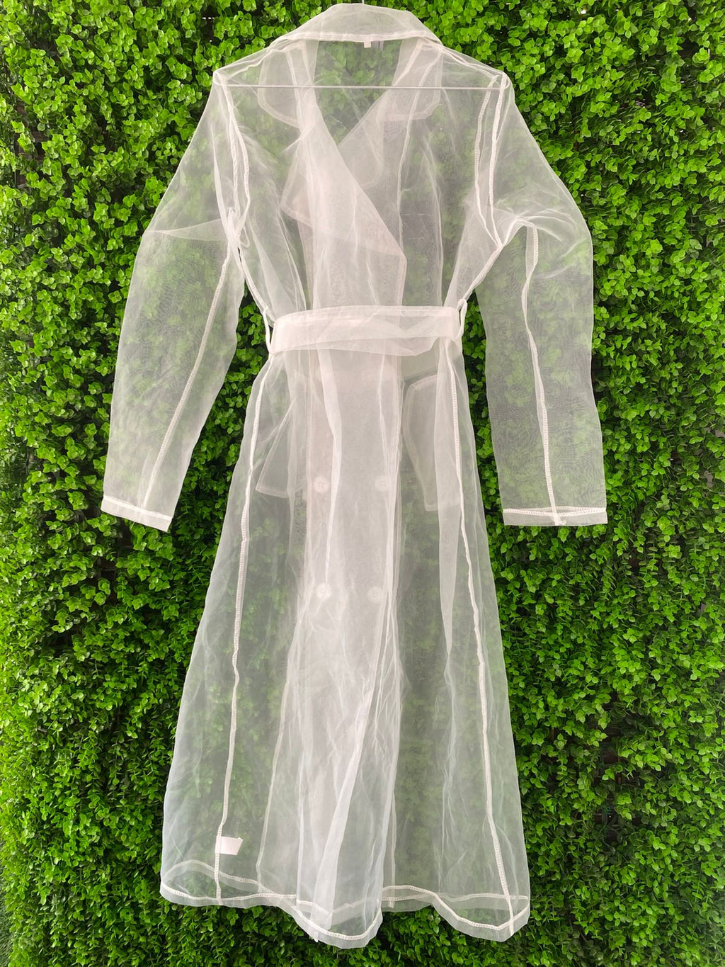 Sheer White Organza Trench Coat
