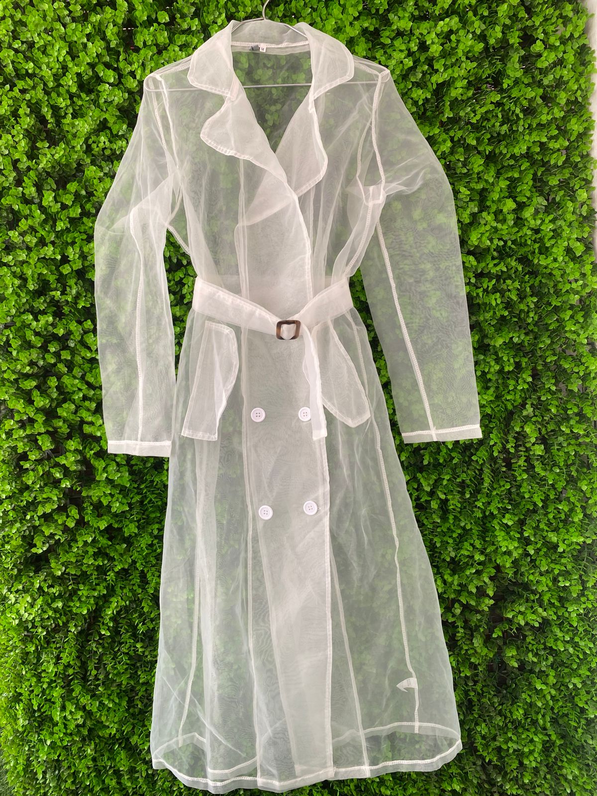 Sheer White Organza Trench Coat