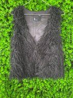 Black Faux Fur Sleeveless Vest