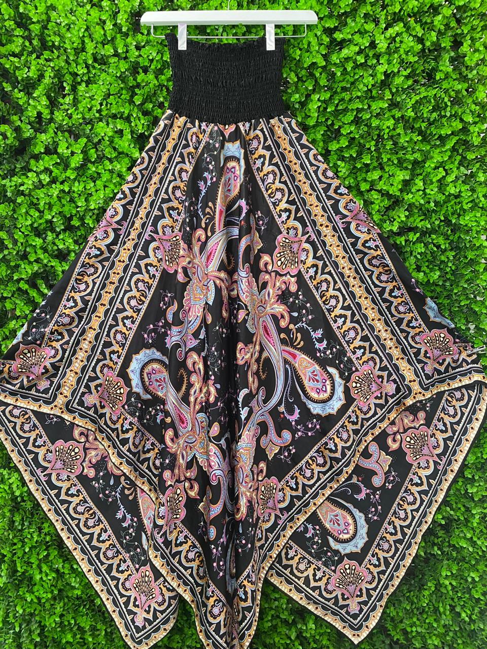 Black Paisley Handkerchief Dress