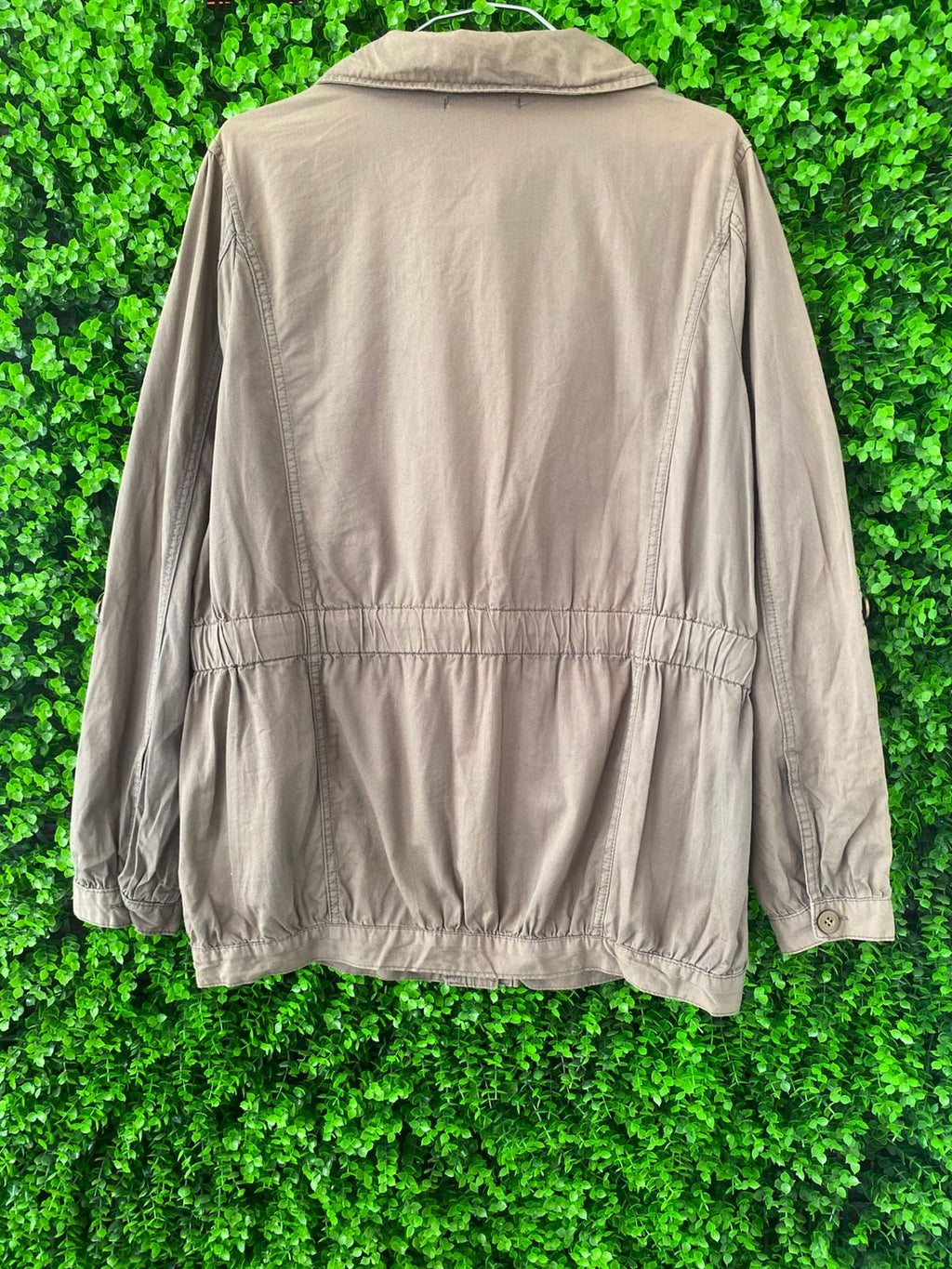 Khaki Utility Jacket with Woven Panel Detail