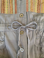 Khaki Utility Jacket with Woven Panel Detail