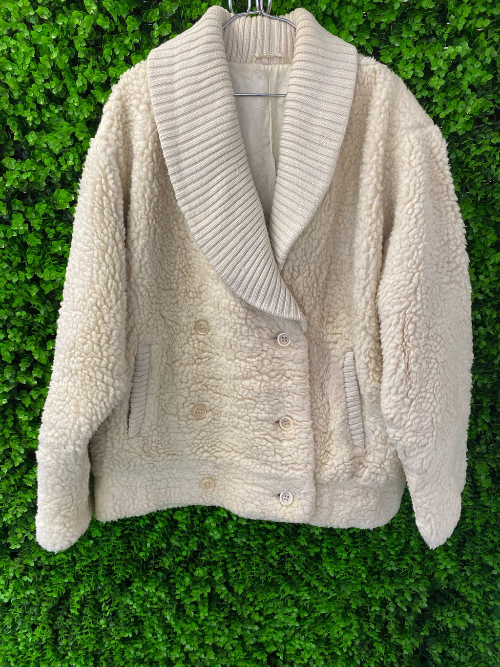 Cream Teddy Fleece Cropped Jacket
