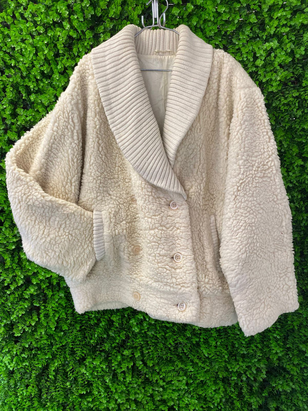 Cream Teddy Fleece Cropped Jacket
