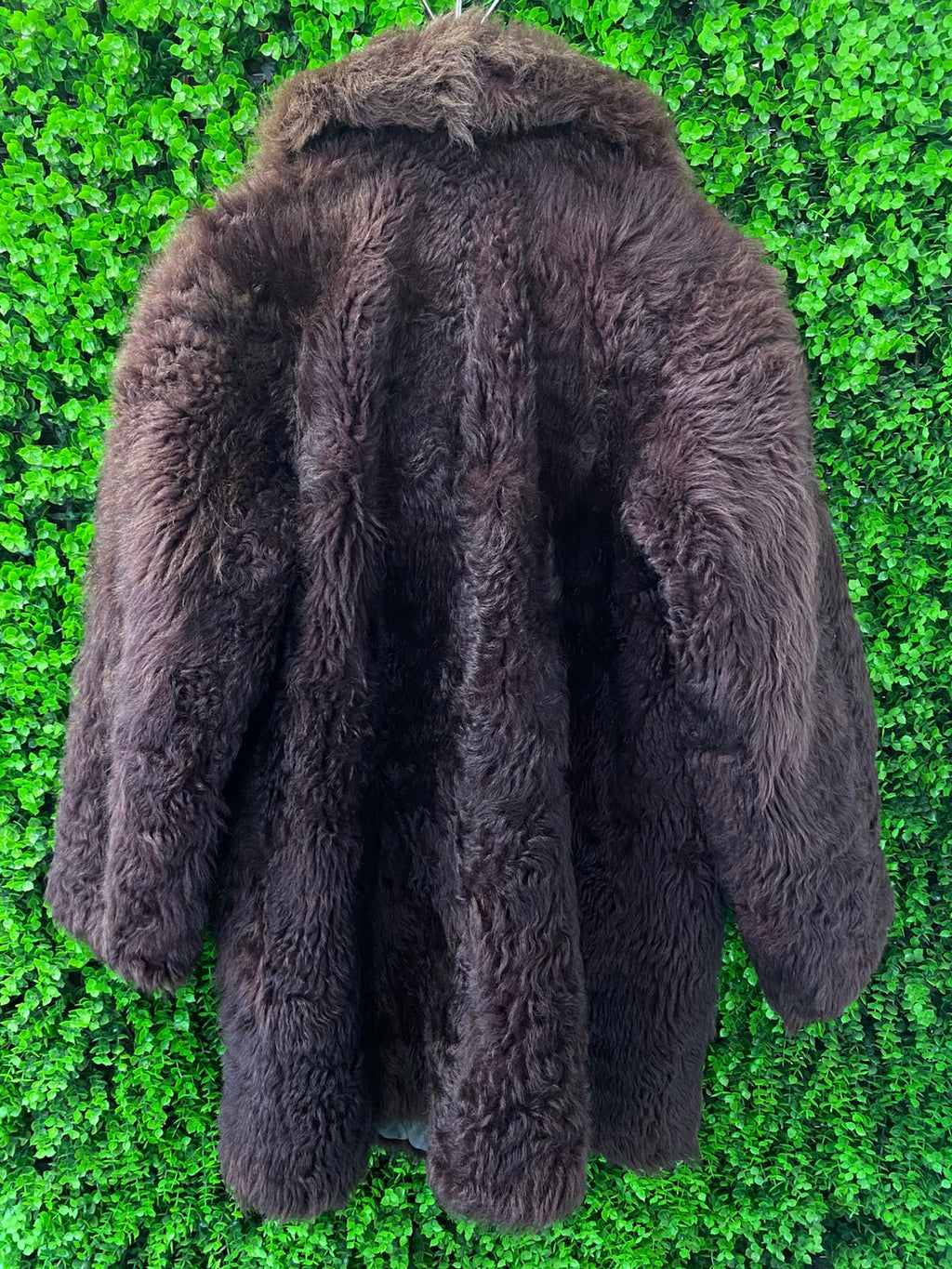 Dark Brown Shearling-Style Coat with Pockets