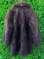 Dark Brown Shearling-Style Coat with Pockets