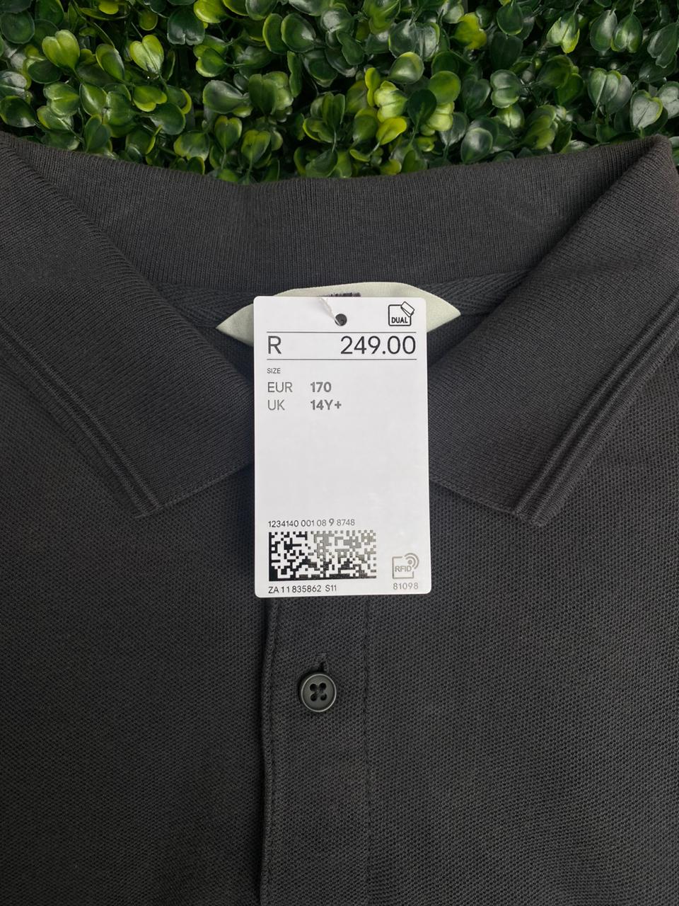 Charcoal Satin Collared Blouse