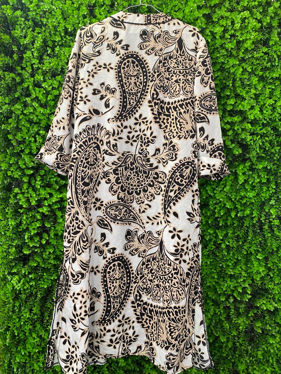 Cream Paisley Kimono with Pockets