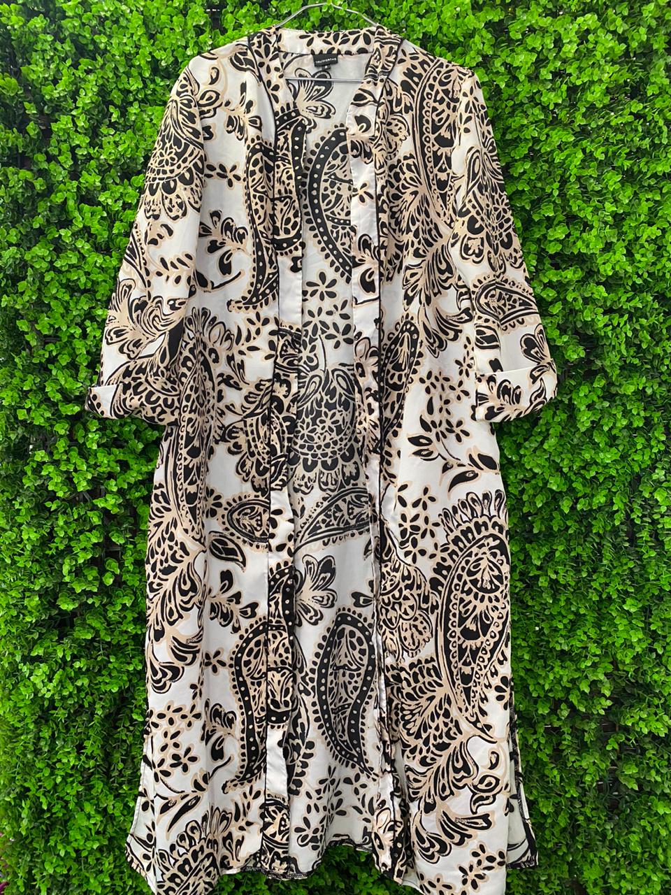 Cream Paisley Kimono with Pockets