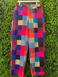 Rainbow Colour Block Check Pants with Pockets