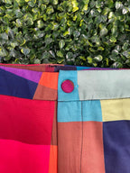 Rainbow Colour Block Check Pants with Pockets