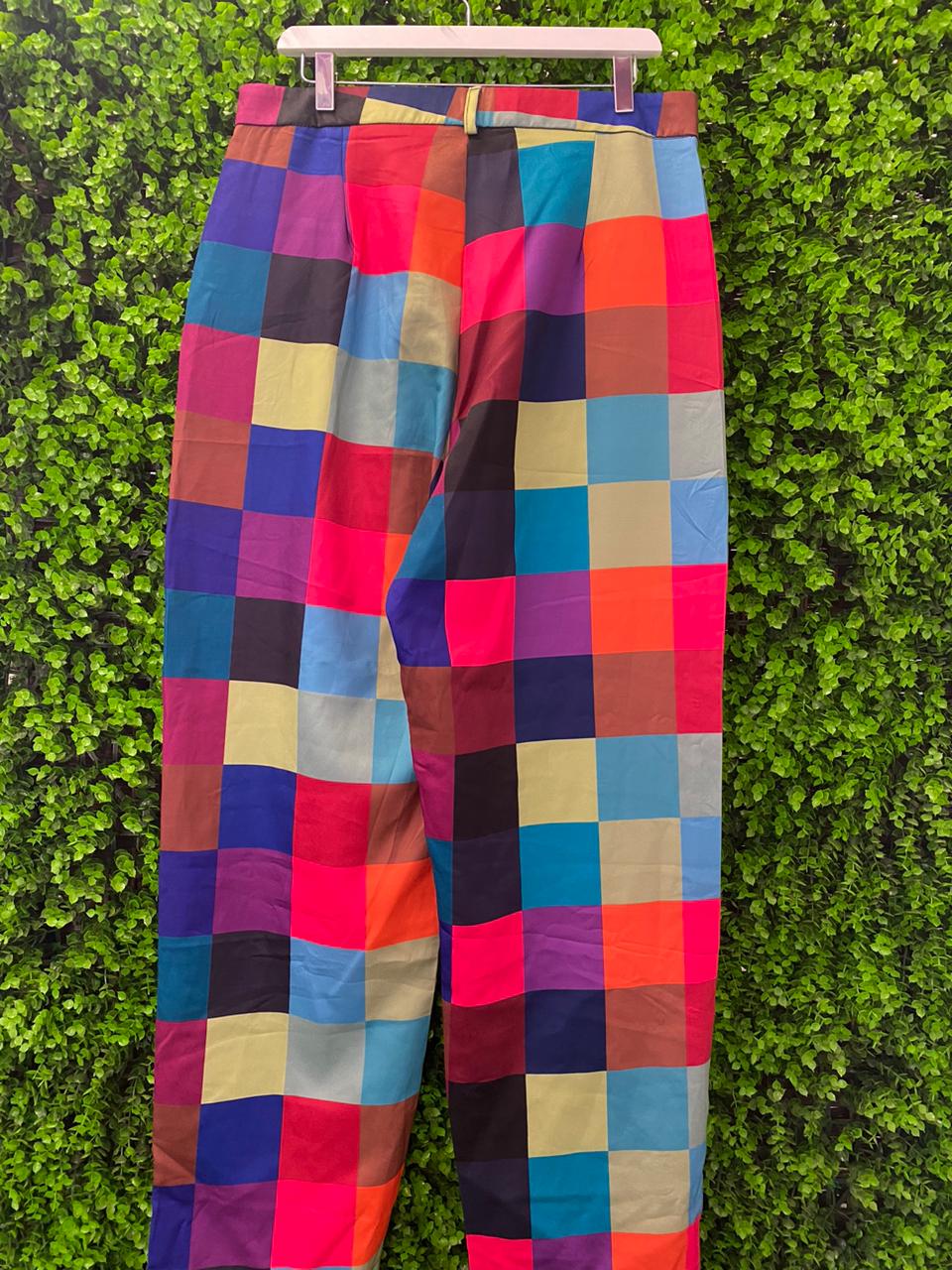 Rainbow Check Wide-Leg Trousers