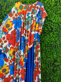 Bright Tropical Overlay Asymmetrical Maxi Dress