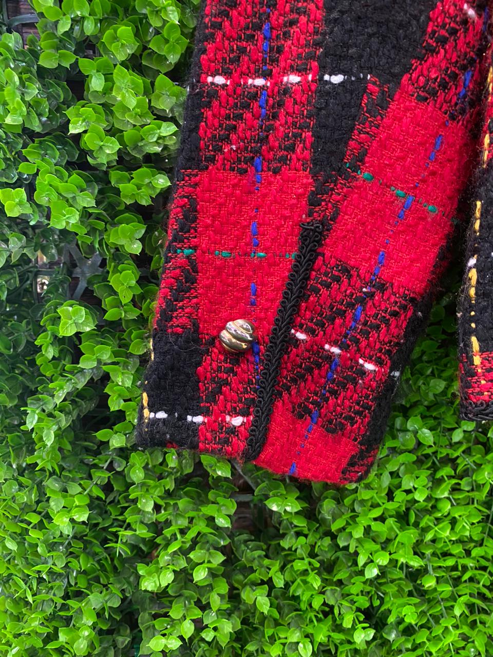 Crimson Tweed Cropped Jacket