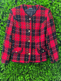 Red & Black Tartan Cropped Jacket
