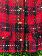 Red & Black Tartan Cropped Jacket