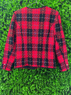 Red & Black Tartan Cropped Jacket