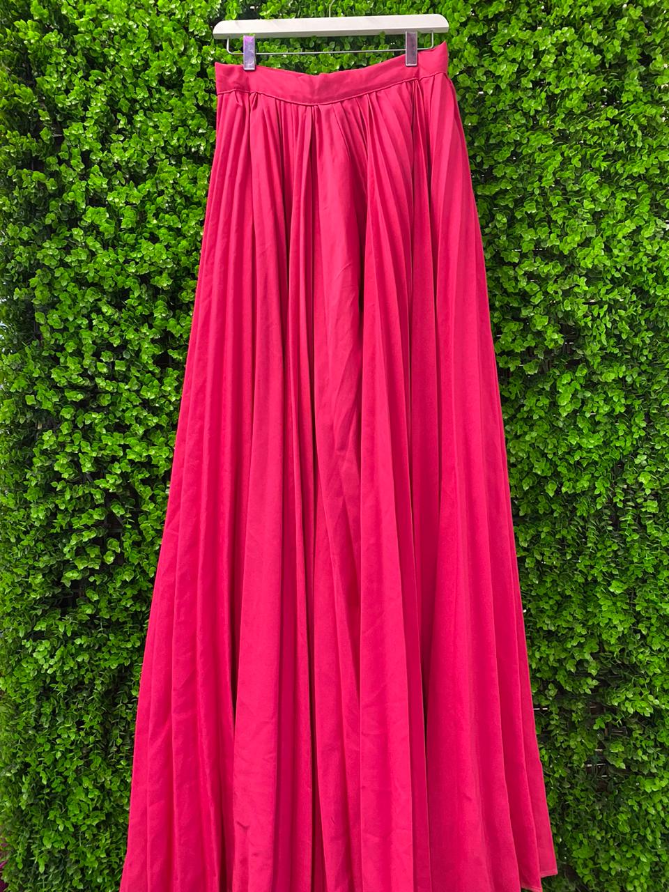 Hot Pink Pleated Wide-Leg Pants