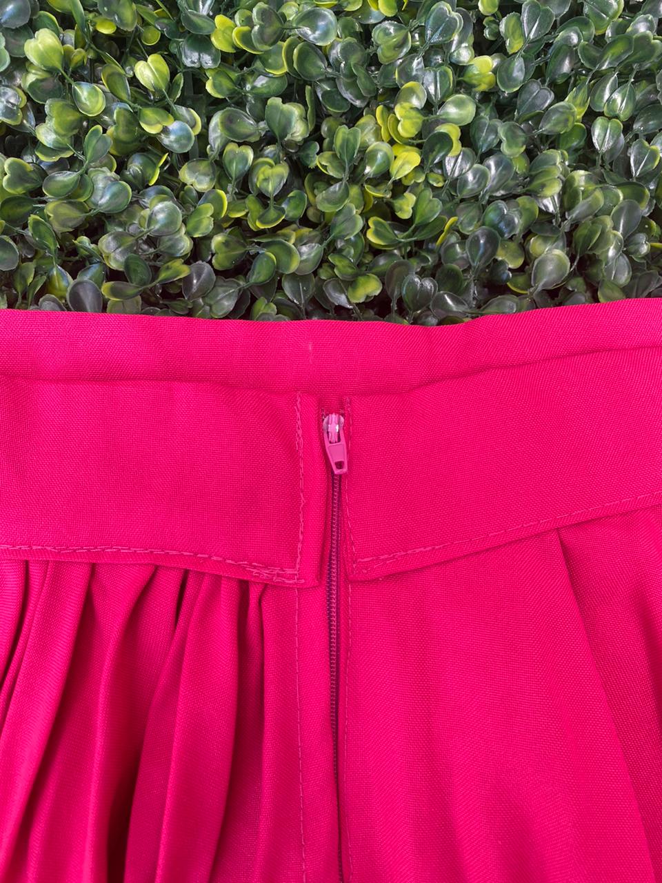 Hot Pink Pleated Wide-Leg Pants