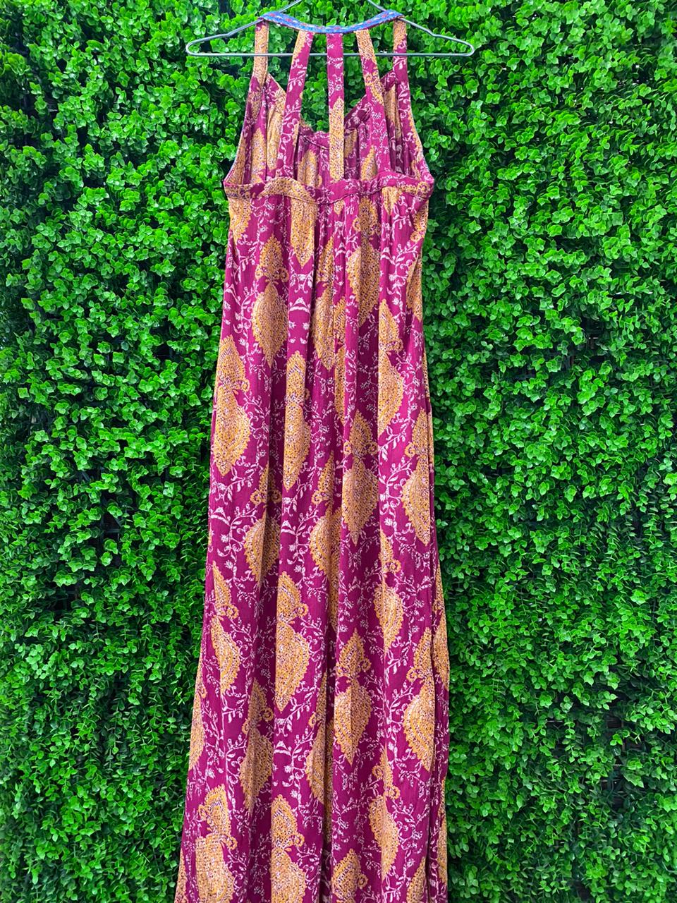 Magenta Paisley Maxi Dress with Pockets