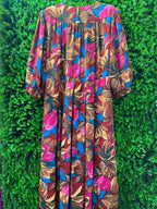 Autumn Leaf Print Belted Dress