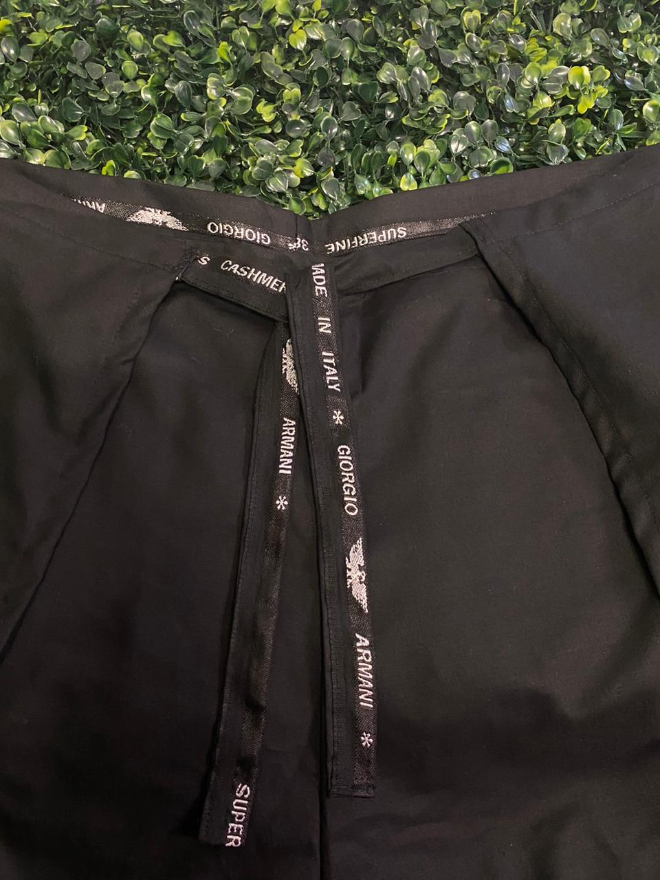 Black Wide-Leg Wrap Georgio Armani Designer Trousers