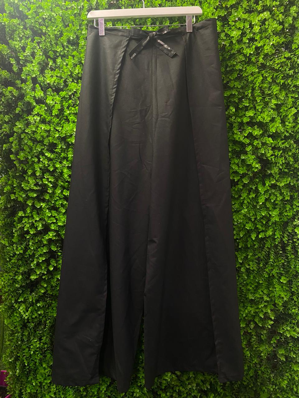 Black Wide-Leg Wrap Georgio Armani Designer Trousers