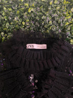 Black Sequin Embellished Cropped Knit Jersey