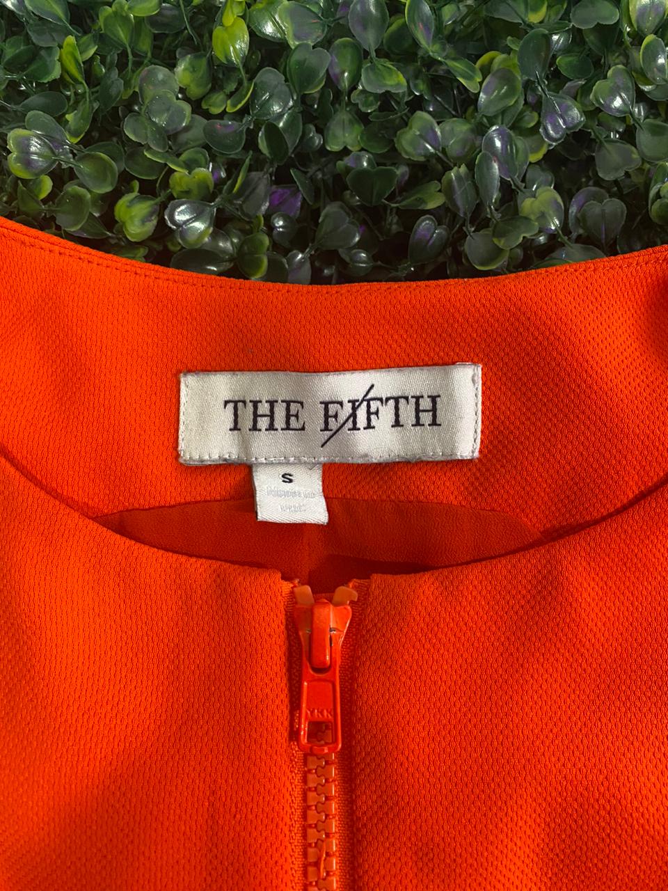 Bright Orange Zip-Front A-Line Dress