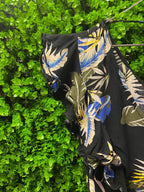 Black Tropical Print Two-Piece Set
