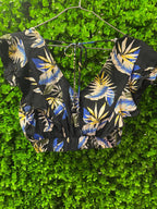 Black Tropical Print Two-Piece Set
