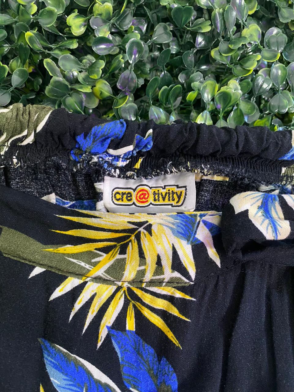 Black Tropical Print Two-Piece Set