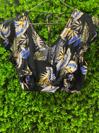 Black Tropical Print Two-Piece Set