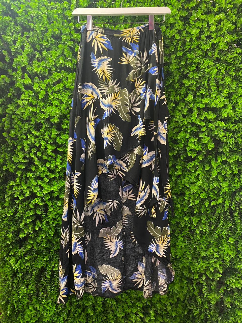 Black Tropical Print Two-Piece Set