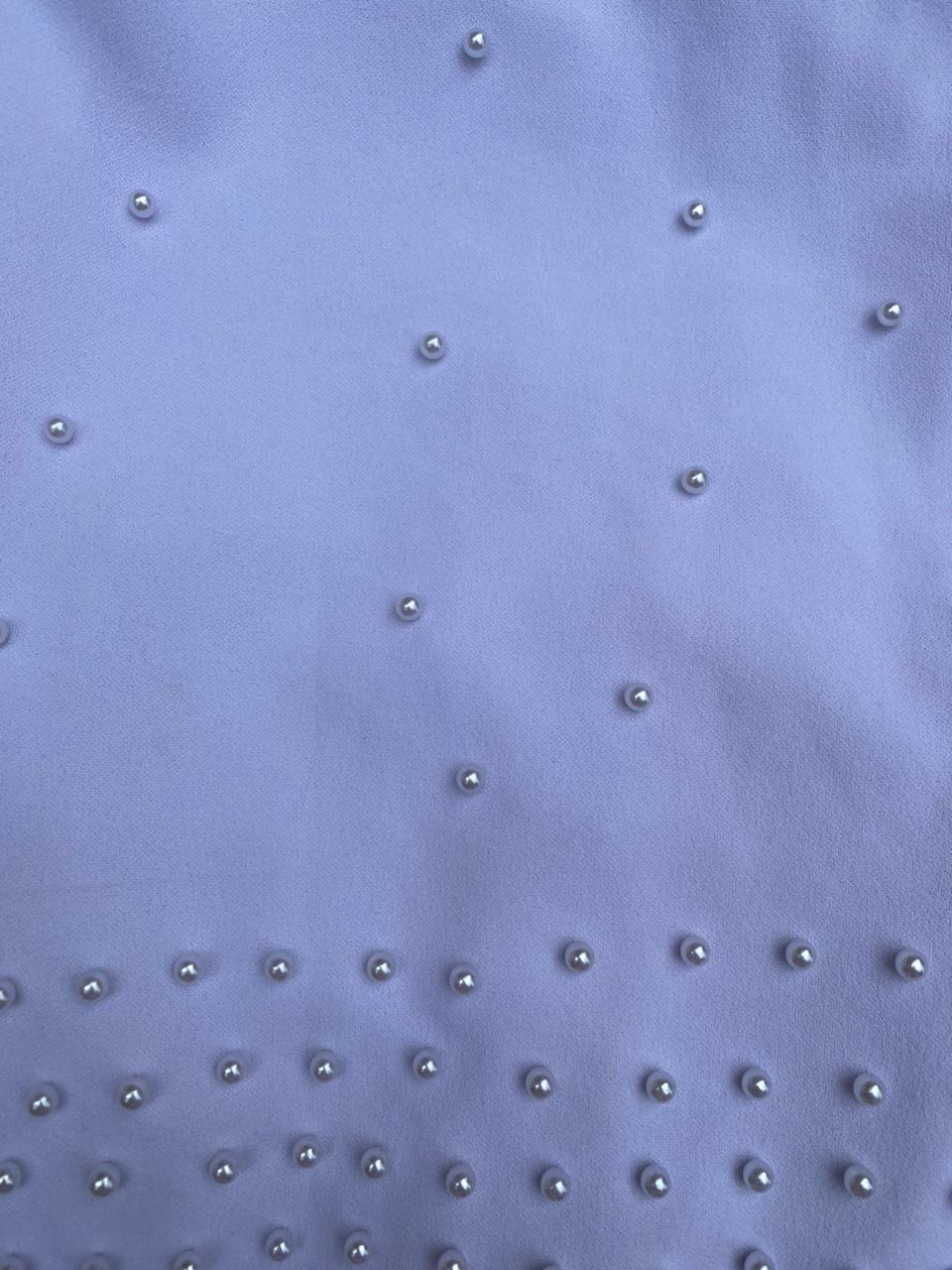 White Pearl Detail Feather-Trim Dress