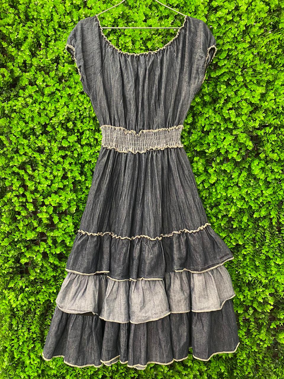 Charcoal Tiered Boho Dress