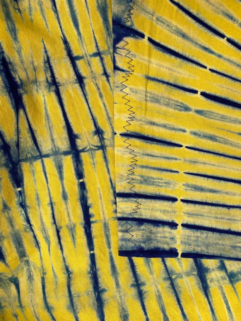 Blue & Mustard Tie-Dye Floor-Length Dress