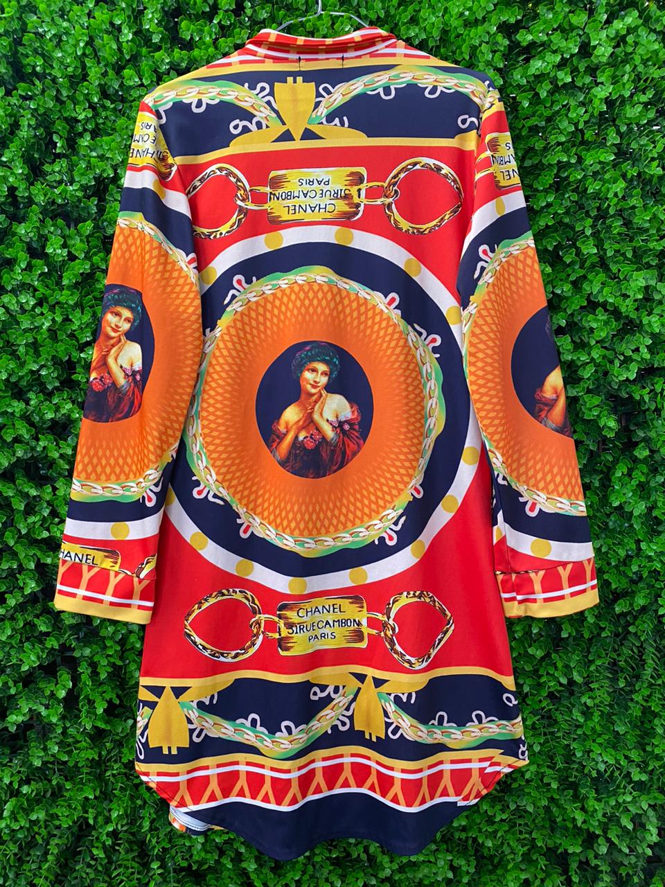 Bold Baroque Print Shirt Dress