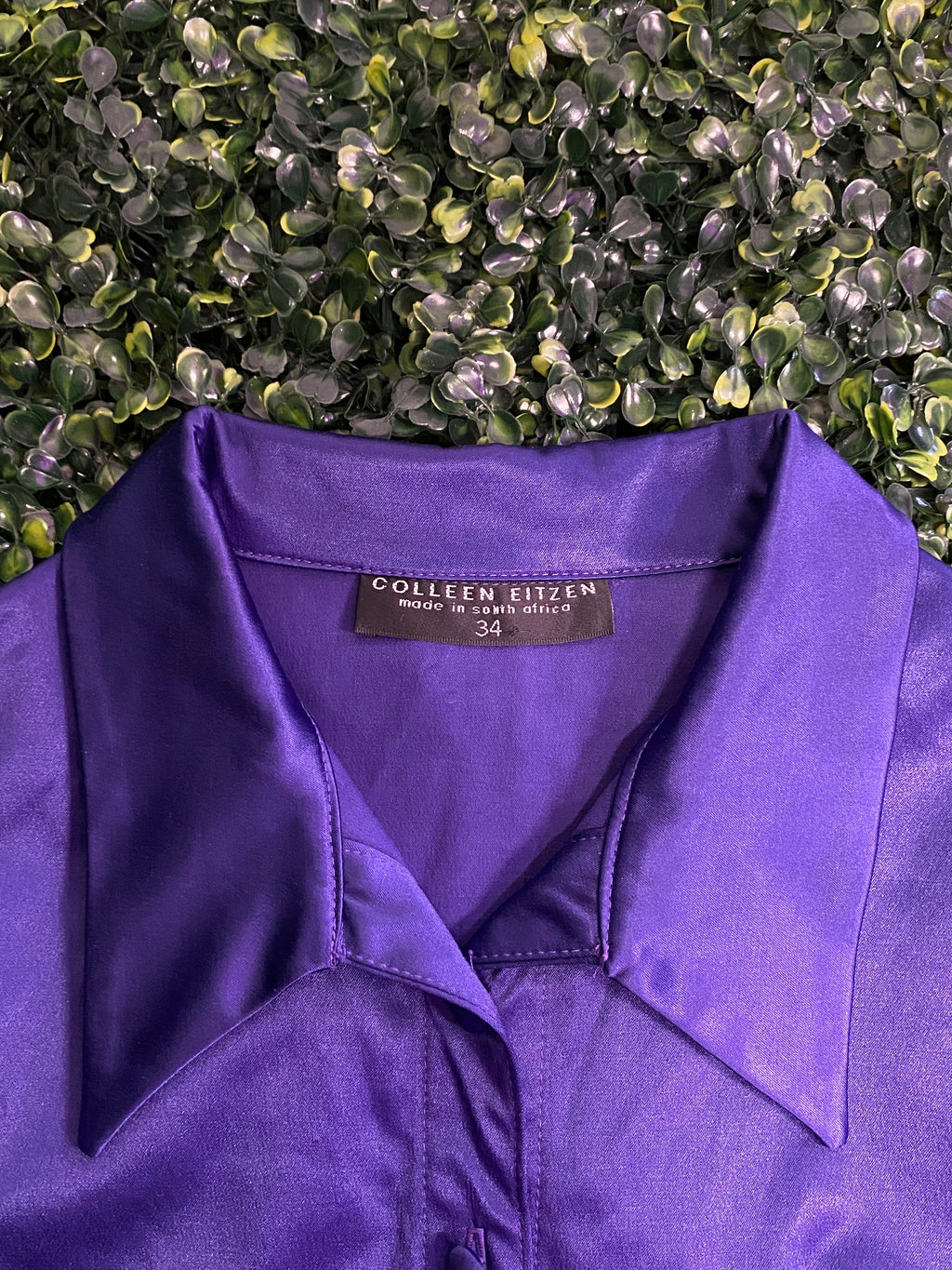 Purple Satin Button Up Shirt Dress