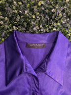 Purple Satin Button Up Shirt Dress