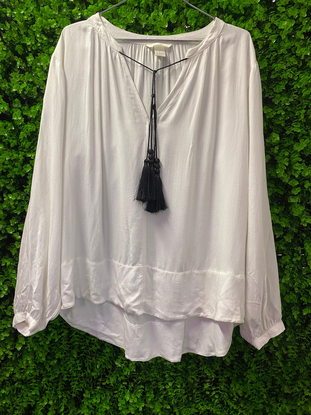Ivory Tassel Tie Blouse